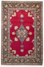 Kashan Tappeto 210 x 140 Rosso (Iran) Annodato A Mano
