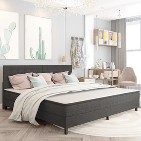 Letto A Molle Grigio Scuro İn Tessuto 200x200 Cm /