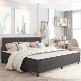 Letto A Molle Grigio Scuro İn Tessuto 200x200 Cm /