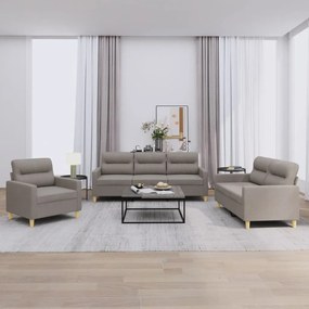 Set Di Divani 3 Pz Con Cuscini Tortora İn Tessuto /