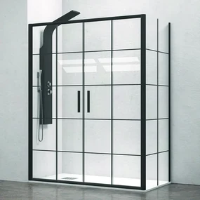 Kamalu - Box doccia angolare 170x70 doppio scorrevole telaio nero NICO-D6000S