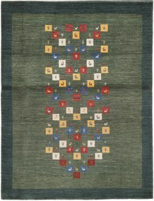 Gabbeh Tappeto 150x200 Verde (Iran) Annodato A Mano