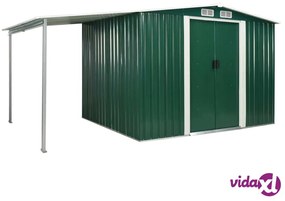 vidaXL Capanno con Porte Scorrevoli Verdi 386x205x178cm Acciaio