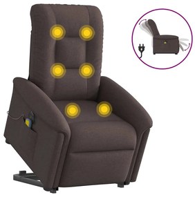 Poltrona Alzapersona Massaggio Elettrica Marrone Scuro Tessuto /