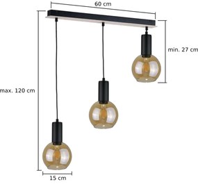 Lampadario a sospensione con filo JANTAR WOOD 3xE27/60W/230V