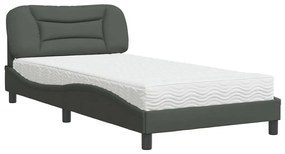 Letto con materasso grigio scuro 100x200 cm in tessuto