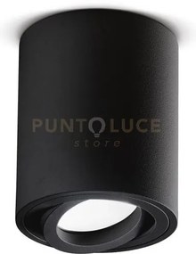 Gfa352- - faretto h. 9,6cm tondo nero orientabile in alluminio 1 lu...