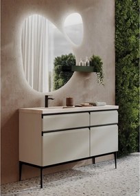 Mobile da bagno sospeso sotto lavabo Fusion L80 H60 P45 cm sabbia, 2 cassetti