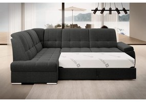 Divano angolare grigio scuro allungabile/con contenitore (con penisola a sinistra/a L) Sado – ELTAP