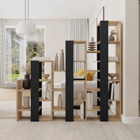 Scaffale in rovere decorato in nero e naturale 158x151 cm Anissa - Marckeric