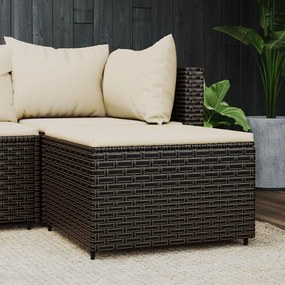 Poggiapiedi Da Giardino Con Cuscino İn Polyrattan Marrone /