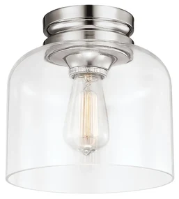 Plafoniera Contemporanea Hounslow Acciaio Nichel Lucido Vetro 1 Luce E27