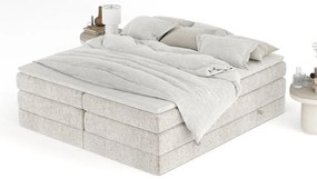 Letto boxspring beige con contenitore/senza testiera 140x200 cm Juniper – Maison de Rêve