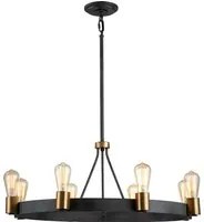 Lampadario Industrial Nordico Silas Acciaio Zinco Antico Ottone 8 Luci E27