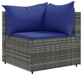 Set divani da giardino 8 pz con cuscini in polyrattan grigio