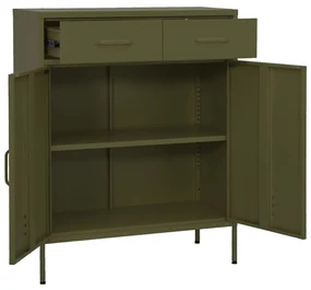 Armadietto verde oliva 80x35x101,5 cm in acciaio