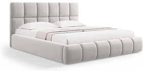 Letto matrimoniale imbottito in grigio chiaro in velluto con contenitore con rete inclusa 200x200 cm Bellis – Micadoni