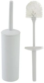 Portascopino wc da appoggio tondo bianco in plastica con scopino