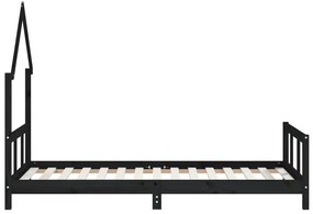 Giroletto per bambini nero 90x190 cm in legno massello di pino