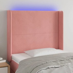 Testiera A Led Rosa 103x16x118/128 Cm İn Velluto /