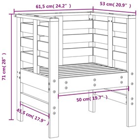 Set Salotto da Giardino 3 pz Bianco in Legno Massello di Pino