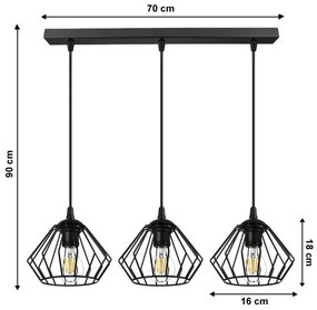 Lampadario a sospensione con filo CEED 3xE27/60W/230V nero