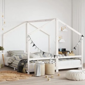 Giroletto Per Bambini Bianco 2x(90x190)cm Legno Massello Pino /