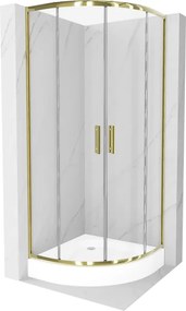 Mexen Rio cabina doccia semicircolare 80 x 80 cm, trasparente, oro + piatto Rio, bianco - 863-080-080-50-00-4710