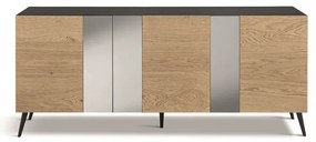 Madia 180 cm in legno Rovere 3 ante con specchio 5 piedini - ROMEO