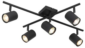 Plafoniera moderna nera 5 luci regolabile quadrata - Jeana