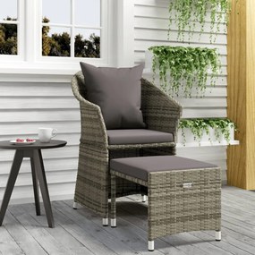 Set Di Divani Da Giardino 2 Pz Con Cuscini İn Polyrattan Grigio /