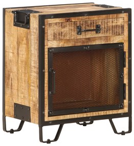 Comodino 43x30x51 İn Legno Massello Di Mango Grezzo /