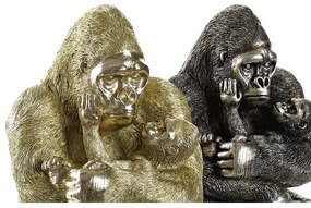 Statua Decorativa DKD Home Decor Argentato Dorato Resina Gorilla (22 x 23,5 x 31 cm) (2 Unità)