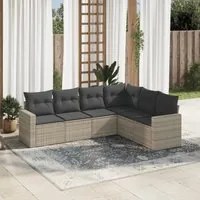 Set Divano da Giardino 6pz con Cuscini Grigio Chiaro Polyrattan 3251349