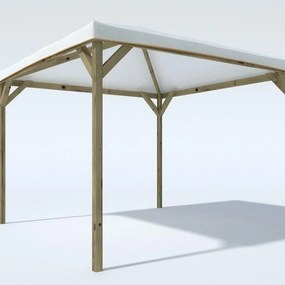 Gazebo Emotion in legno massello struttura naturale, copertura bianco L 300 x P 384.5 x H 265 cm