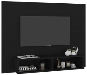 Mobile TV a Muro Nero 120x23,5x90 cm in Legno Multistrato