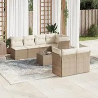 Set Divano da Giardino 8 pz con Cuscini Beige in Polyrattan 3249137