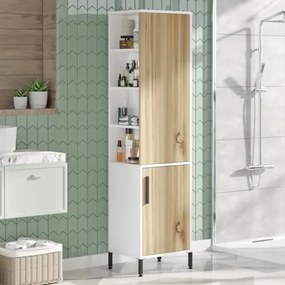 Colonna Bagno Multiuso Armadietto 45x36x174H Rovere E Bianco Vitale