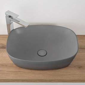 Lavandino da appoggio ovale 50x38 cm grigio scuro opaco Tokyo