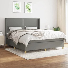 Giroletto A Molle Con Materasso Grigio Scuro 160x200 Cm Tessuto /