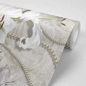Carta da parati – Giglio con perle