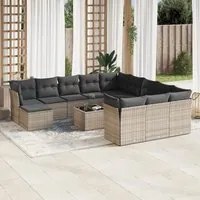 Set Divani da Giardino 13 pz con Cuscini Grigio in Polyrattan 3250479