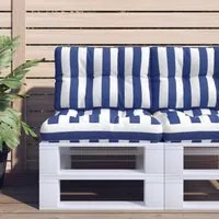 Cuscino per Pallet Strisce Bianche e Blu 60x40x12 cm in Tessuto 360572