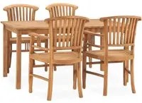 Set da Pranzo da Giardino 5 pz in Legno Massello di Teak 3060022