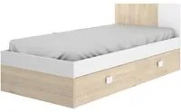 Letto per bambini Dcernoi, Struttura con secondo lettino estraibile, Letto singolo per cameretta, 196x97h79 cm, Bianco e Rovere