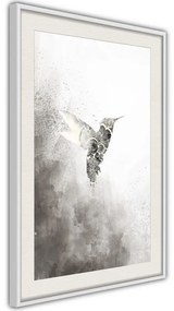 Poster  Hummingbird in Shades of Grey  Cornice Quadri Cornice d'oro con passe-partout, Larghezza x Altezza Home decor 30x45