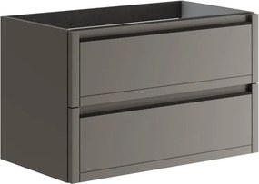 Mobile da bagno sospeso sotto lavabo L 79.5 x H 50 x P 45.5 cm grigio opaco, 2 cassetti TRATTO