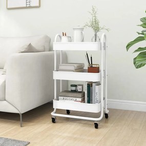 Carrello a 3 livelli bianco 43x34x79 cm in acciaio