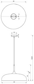 Lampadario su corda LINCOLN 1xE27/60W/230V d. 45 cm nero