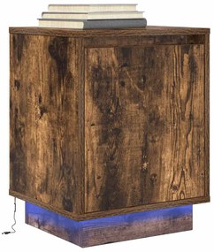Comodino Con Luci Led Rovere Fumo 38x34x50 Cm /